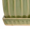 GREEN SQUARE CERAMIC SMALL PLANTER SET OF 3