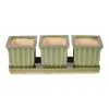 GREEN SQUARE CERAMIC SMALL PLANTER SET OF 3