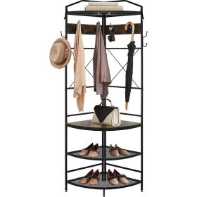 Modern Corner Entryway Hall Tree Shoe Storage Bench Coat Rack