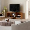 Farmhouse TV Stand in Amber Brown Wood Finish - for TVs up to 70-inch