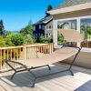 Beige Polyester Chaise Lounge Chair Hammock with Canopy and Storage Bag