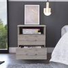 Modern 2-Drawer Nightstand with Open Shelf in Beige Wood Finish