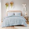 King/Cal King 3-Piece Blue Pompom Microfiber Hypoallergenic Comforter Set