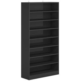 8-Shelf Shoe Rack Storage Cabinet Closet Shelving Unit in Black Wood Finish