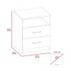 Modern 2-Drawer Nightstand End Table with Open Shelf in Black Wood Finish
