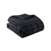 King/Cal King 3 Piece Pompom Microfiber Hypoallergenic Comforter Set in Black