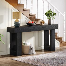 Modern Farmhouse 63-inch Narrow Entryway Console Sofa Table in Black Wood Finish