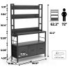Black Metal Kitchen Baker's Rack 4-Shelves with Bottom Storage Cabinets