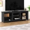 Farmhouse TV Stand in Black Wood Finish - for TVs up to 70-inch
