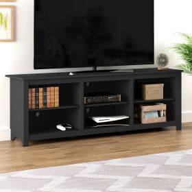 Farmhouse TV Stand in Black Wood Finish - for TVs up to 70-inch