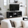 Farmhouse TV Stand in Black Wood Finish - for TVs up to 70-inch