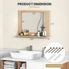 Rectangular 23 x 17 inch Bathroom Wall Mirror with Shelf in Brown Wood Finish