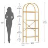 Modern Arched Top Gold Frame Display Rack Bookcase with White Storage Shelves
