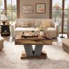 Square Farmhouse Coffee Table in Brown Black Wood Finish