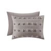 King/Cal King 3-Piece Grey Microfiber Comforter Set with Decorative Pompoms