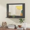 Rectangular 23 x 17 inch Bathroom Mirror with Storage Shelf in Grey Wood Finish