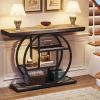 Modern 41-inch Wide Narrow Entryway Console Table with Grey Wood Finish Shelves