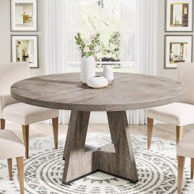 Modern Kitchen 4-Person Circular Dining Table in Grey Wood Finish