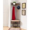 Metal Corner Hall Tree Foyer Entryway Shoe Storage Bench Coat Rack in Copper