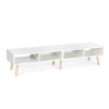 Modern Mid-Century Style TV Stand in White with Wood Legs for TVs up to 65-inch