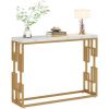 42-inch Modern Console Sofa Table with White Faux Marble Top and Gold Frame