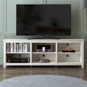 Farmhouse TV Stand in White Wood Grain Finish - for TVs up to 70-inch
