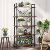 Modern Industrial 5-Shelf Bookcase with Sturdy Metal Frame and Wooden Shelves