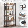 Modern Industrial 5-Shelf Bookcase with Sturdy Metal Frame and Wooden Shelves
