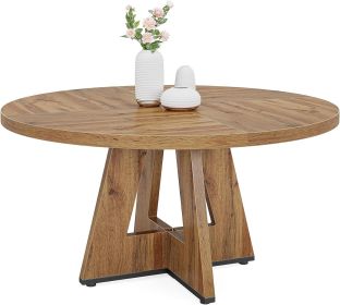 Modern Kitchen 4-Person Circular Dining Table in Retro Brown Wood Finish
