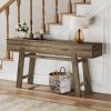 63-inch Modern Farmhouse Narrow Console Accent Sofa Table in Grey Wood Finish