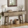 63-inch Modern Farmhouse Narrow Console Accent Sofa Table in Grey Wood Finish