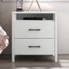 Modern 2-Drawer Bedside Table Nightstand in White Wood Finish