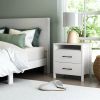Modern 2-Drawer Bedside Table Nightstand in White Wood Finish