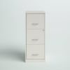 White Metal 3-Drawer Vertical File Cabinet with 2 Locking Drawers