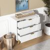 Mid-Century Modern 3 Drawer Dresser Chest of Drawers in White with Gold Handles