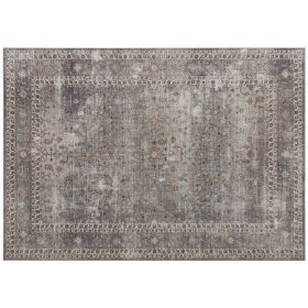 Machine Washable Area Rug 5x7, Non-Slip Traditional Floor Cover Foldable Carpet for Living Room, Dark Mixed-Brown
