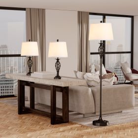3 Piece Table Floor Lamp Set with Pole (Option: White-520x520x260 mm)