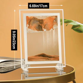 1pc; Dynamic Square Quicksand Painting; Romantic Gift; Quicksand Painting Decoration; Home Decoration; Office Desktop Decoration; Hourglass Dynam (Color: Yellow, size: 9.05in/23cm)